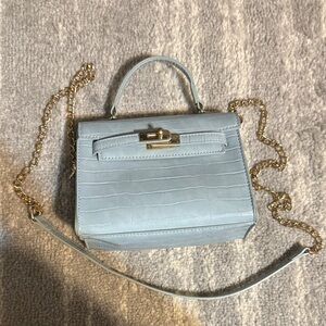 Elegant Light Blue Mini Bag with Gold Chain